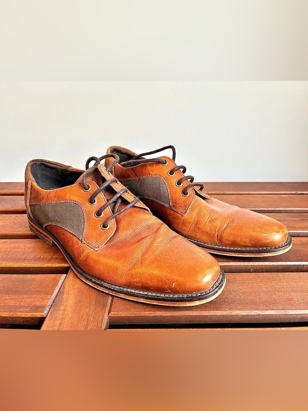 Born Hand Crafted Leather Suede Mixed Media Derby Shoes Brown EU 42 9